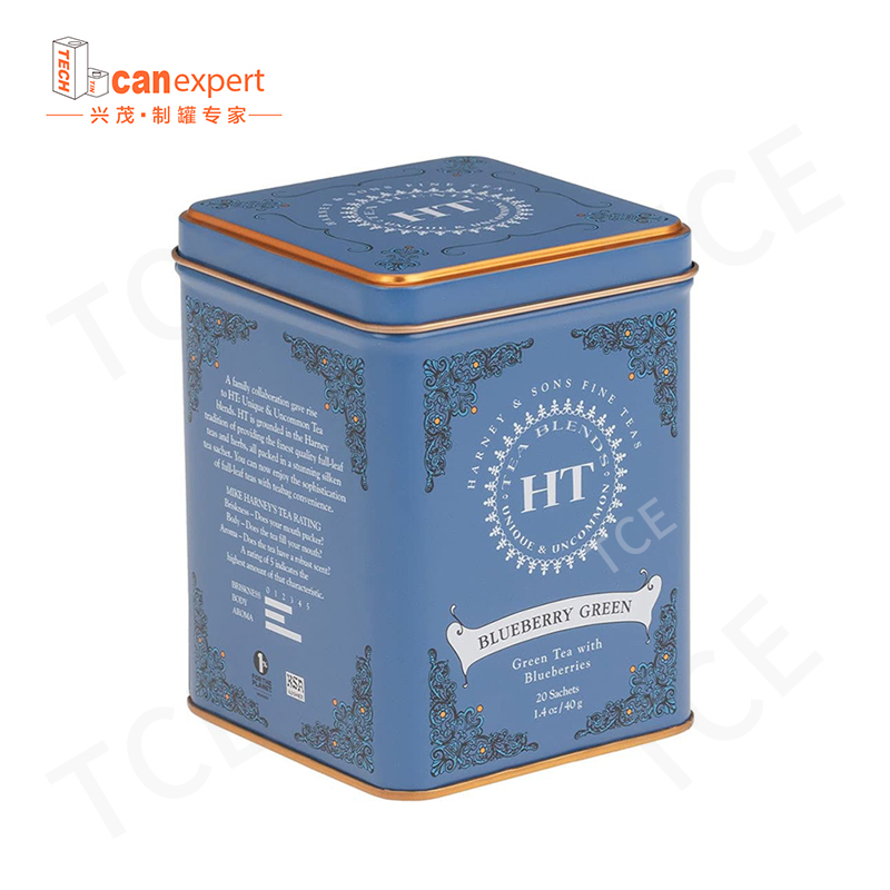 TCE- Új Design Square Tea Tin Can Tin Plate Kiváló minőségű fémtea